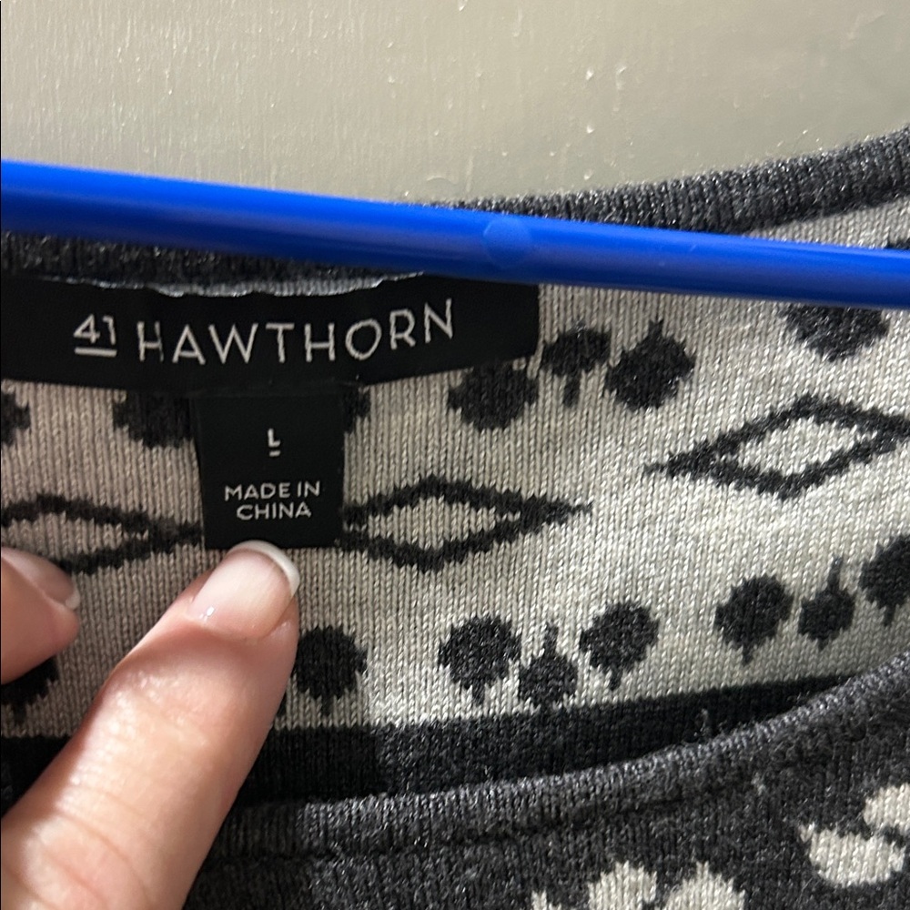 41 Hawthorn Grey and White Geometric Sweater Dress